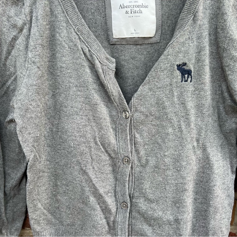 Abercrombie & Fitch Gray Button Down Sweater Cardigan - Picture 3 of 4